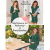 Ekouaer Women’s Nightgown Long Sleeve Nightshirt Button Down Sleepshirt Boyfriend Sleepwear Pajama Dress S-XXL(Evergreen)