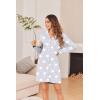 Ekouaer Women’s Nightgown Long Sleeve Nightshirt Button Down Sleepshirt Boyfriend Sleepwear Pajama Dress S-XXL(Gray Star)