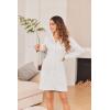 Ekouaer Women’s Nightgown Long Sleeve Nightshirt Button Down Sleepshirt Boyfriend Sleepwear Pajama Dress S-XXL(Light Grey)
