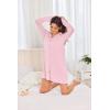 Ekouaer Women’s Nightgown Long Sleeve Nightshirt Button Down Sleepshirt Boyfriend Sleepwear Pajama Dress S-XXL(Misty Rose)