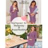 Ekouaer Women’s Nightgown Long Sleeve Nightshirt Button Down Sleepshirt Boyfriend Sleepwear Pajama Dress S-XXL(Purple)