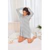 Ekouaer Women’s Nightgown Long Sleeve Nightshirt Button Down Sleepshirt Boyfriend Sleepwear Pajama Dress S-XXL(Stripe)