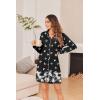 Ekouaer Women’s Nightgown Long Sleeve Nightshirt Button Down Sleepshirt Boyfriend Sleepwear Pajama Dress S-XXL(White Butterfly)