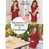 Ekouaer Women’s Nightgown Long Sleeve Nightshirt Button Down Sleepshirt Boyfriend Sleepwear Pajama Dress S-XXL(Wine Red)