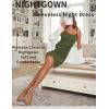 Ekouaer Womens Nightgown Pj Dress for Women Adjustable Spaghetti Chemise Sleeveless V Neck Sleepwear(Army Green)