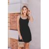 Ekouaer Womens Nightgown Pj Dress for Women Adjustable Spaghetti Chemise Sleeveless V Neck Sleepwear(Black)