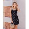 Ekouaer Womens Nightgown Pj Dress for Women Adjustable Spaghetti Chemise Sleeveless V Neck Sleepwear(Black Lovely Print)