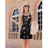 Ekouaer Womens Nightgown Pj Dress for Women Adjustable Spaghetti Chemise Sleeveless V Neck Sleepwear(Black Sun Print)