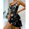 Ekouaer Womens Nightgown Pj Dress for Women Adjustable Spaghetti Chemise Sleeveless V Neck Sleepwear(Black Sun Print)