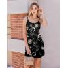 Ekouaer Womens Nightgown Pj Dress for Women Adjustable Spaghetti Chemise Sleeveless V Neck Sleepwear(Black Sun Print)
