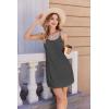 Ekouaer Womens Nightgown Pj Dress for Women Adjustable Spaghetti Chemise Sleeveless V Neck Sleepwear(Dark Grey)
