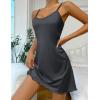 Ekouaer Womens Nightgown Pj Dress for Women Adjustable Spaghetti Chemise Sleeveless V Neck Sleepwear(Dark Grey)