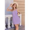 Ekouaer Womens Nightgown Pj Dress for Women Adjustable Spaghetti Chemise Sleeveless V Neck Sleepwear(Lilac)