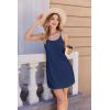 Ekouaer Womens Nightgown Pj Dress for Women Adjustable Spaghetti Chemise Sleeveless V Neck Sleepwear(Navy Blue)