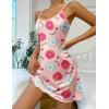 Ekouaer Womens Nightgown Pj Dress for Women Adjustable Spaghetti Chemise Sleeveless V Neck Sleepwear(Pink Donut Print)