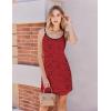 Ekouaer Womens Nightgown Pj Dress for Women Adjustable Spaghetti Chemise Sleeveless V Neck Sleepwear(Red Love Print)