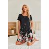 Ekouaer Women’s Nightgown Short Sleeve Sleep Shirt Round Neck T-shirt Dress Soft Nightdress with 2 Pockets S-3XL(Black Flowers)