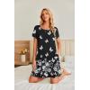 Ekouaer Women’s Nightgown Short Sleeve Sleep Shirt Round Neck T-shirt Dress Soft Nightdress with 2 Pockets S-3XL(Black White Butterfly)