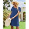 Ekouaer Women’s Nightgown Short Sleeve Sleep Shirt Round Neck T-shirt Dress Soft Nightdress with 2 Pockets S-3XL(Blue)