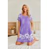 Ekouaer Women’s Nightgown Short Sleeve Sleep Shirt Round Neck T-shirt Dress Soft Nightdress with 2 Pockets S-3XL(Purple Flower)