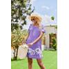 Ekouaer Women’s Nightgown Short Sleeve Sleep Shirt Round Neck T-shirt Dress Soft Nightdress with 2 Pockets S-3XL(Purple Flower)