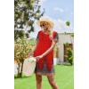 Ekouaer Women’s Nightgown Short Sleeve Sleep Shirt Round Neck T-shirt Dress Soft Nightdress with 2 Pockets S-3XL(Red Feather)