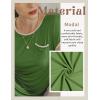 Ekouaer Womens Nightgown Sleep Shirt Dress Satin Patchwork Short Sleeve Sleepwear with Pocket(Army Green)