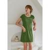 Ekouaer Womens Nightgown Sleep Shirt Dress Satin Patchwork Short Sleeve Sleepwear with Pocket(Army Green)