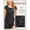 Ekouaer Womens Nightgown Sleep Shirt Dress Satin Patchwork Short Sleeve Sleepwear with Pocket(Black Star)