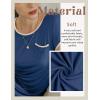 Ekouaer Womens Nightgown Sleep Shirt Dress Satin Patchwork Short Sleeve Sleepwear with Pocket(Blue)