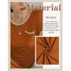 Ekouaer Womens Nightgown Sleep Shirt Dress Satin Patchwork Short Sleeve Sleepwear with Pocket(Caramel)