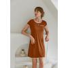 Ekouaer Womens Nightgown Sleep Shirt Dress Satin Patchwork Short Sleeve Sleepwear with Pocket(Caramel)