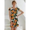 Ekouaer Womens Nightgown Sleep Shirt Dress Satin Patchwork Short Sleeve Sleepwear with Pocket(Flower Print)