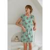 Ekouaer Womens Nightgown Sleep Shirt Dress Satin Patchwork Short Sleeve Sleepwear with Pocket(Green Butterfly)