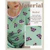 Ekouaer Womens Nightgown Sleep Shirt Dress Satin Patchwork Short Sleeve Sleepwear with Pocket(Green Butterfly)