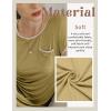 Ekouaer Womens Nightgown Sleep Shirt Dress Satin Patchwork Short Sleeve Sleepwear with Pocket(Khaki)