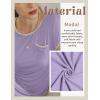 Ekouaer Womens Nightgown Sleep Shirt Dress Satin Patchwork Short Sleeve Sleepwear with Pocket(Lilac)