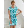 Ekouaer Womens Nightgown Sleep Shirt Dress Satin Patchwork Short Sleeve Sleepwear with Pocket(Mint White Flower)