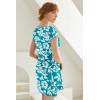 Ekouaer Womens Nightgown Sleep Shirt Dress Satin Patchwork Short Sleeve Sleepwear with Pocket(Mint White Flower)