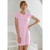 Ekouaer Womens Nightgown Sleep Shirt Dress Satin Patchwork Short Sleeve Sleepwear with Pocket(Misty Rose)