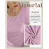 Ekouaer Womens Nightgown Sleep Shirt Dress Satin Patchwork Short Sleeve Sleepwear with Pocket(Misty Rose)