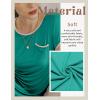 Ekouaer Womens Nightgown Sleep Shirt Dress Satin Patchwork Short Sleeve Sleepwear with Pocket(Peacock Blue)