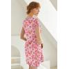 Ekouaer Womens Nightgown Sleep Shirt Dress Satin Patchwork Short Sleeve Sleepwear with Pocket(Pink Flower)