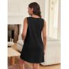Ekouaer Womens Nightgown Sleeveless Nightgowns for Women with Pocekts Tank Dress Crew Neck Sleepwear S-XXL(Black)