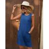Ekouaer Womens Nightgown Sleeveless Nightgowns for Women with Pocekts Tank Dress Crew Neck Sleepwear S-XXL(Blue)