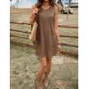 Ekouaer Womens Nightgown Sleeveless Nightgowns for Women with Pocekts Tank Dress Crew Neck Sleepwear S-XXL(Brown)