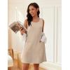 Ekouaer Womens Nightgown Sleeveless Nightgowns for Women with Pocekts Tank Dress Crew Neck Sleepwear S-XXL(Champagne)