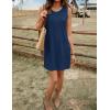 Ekouaer Womens Nightgown Sleeveless Nightgowns for Women with Pocekts Tank Dress Crew Neck Sleepwear S-XXL(Navy Blue)