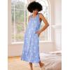 Ekouaer Women’s Nightgowns Long Sleeveless Night gown with Pockets Soft Ladies Nightdress(Blue Birds)