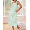 Ekouaer Women’s Nightgowns Long Sleeveless Night gown with Pockets Soft Ladies Nightdress(Floral Light Green)